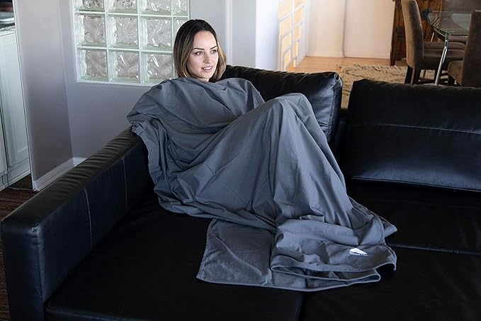 BlueHills Ultra Compact Travel Blanket Pillow Airplane Long Flights - Gray | Portable Bag Case, 70 X 56 Large Size, Luggage Strap & Carabiner, Traveling Essential, Compact & Lightweight, Travel Gifts - Image 4