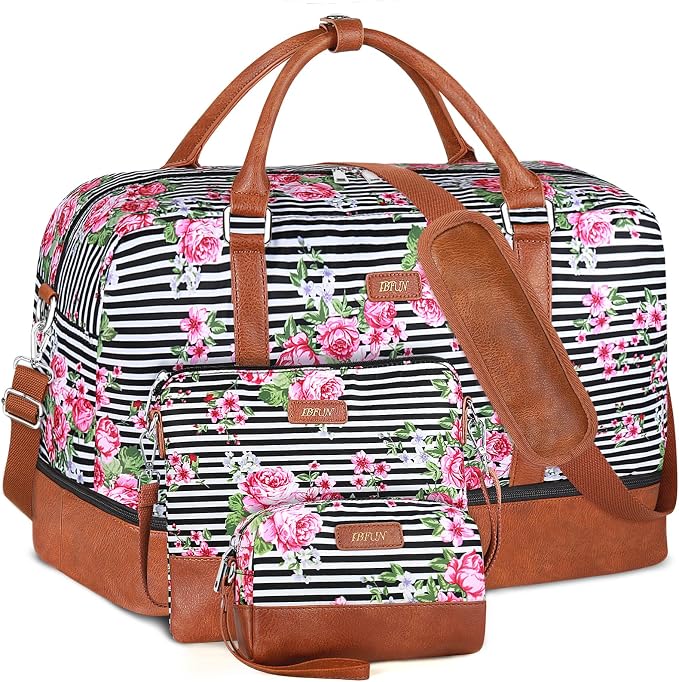 IBFUN Weekender Bags for Women, 21" Weekender Travel Bag, Travel Duffle Bag with Shoe Compartment Carry on Overnight Duffel Bag for Weekend Travel Business Trip, 3PCS by IBFUN