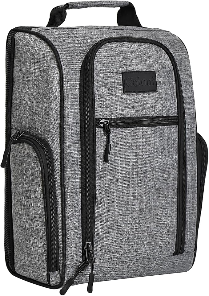 Goloni Golf Shoe Bag for Men Women, Ventilated Golf Shoe Bag with Side Pockets, Lightweight Portable Golf Shoe Carrier for Golf Shoes, Tees, Balls & Accessories,Gray by GoloniYourStyleYourRule