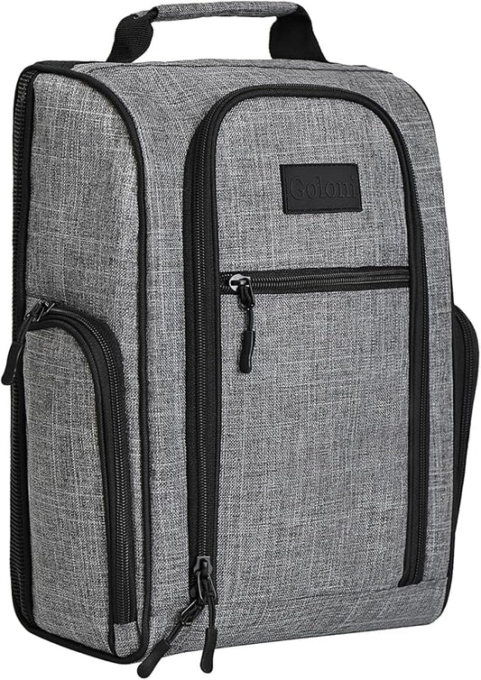 Goloni Golf Shoe Bag for Men Women, Ventilated Golf Shoe Bag with Side Pockets, Lightweight Portable Golf Shoe Carrier for Golf Shoes, Tees, Balls & Accessories,Gray by GoloniYourStyleYourRule