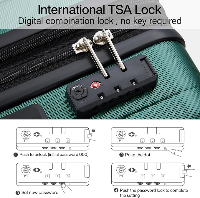 Hanke Expandable Hard Shell Luggage Sets 2 piece Carry on Luggage with Wheels Suitcases Lightweight Checked Travel Luggage Rolling Large Suitcase Travel Luggage Bag Woman Men 20/29 IN(Blackish Green) - Image 6