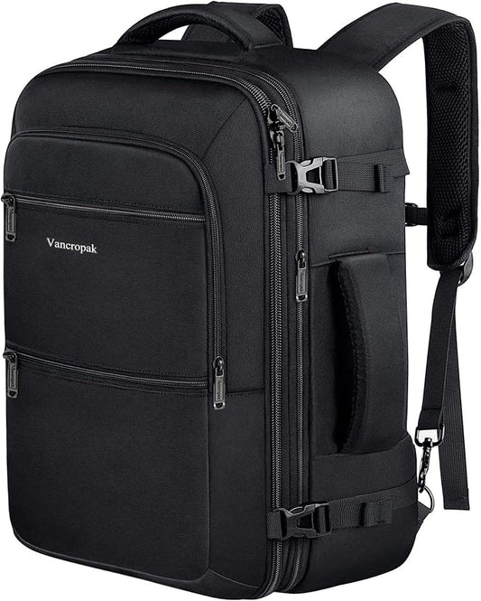 Vancropak Carry On Backpack 40L Expandable Travel Backpack Luggage Suitcase | Flight Approved Extra Large Travel Bag, Business Weekender Daypack for Business Trips, College, Weekend Travel, and Daily Use by Vancropak