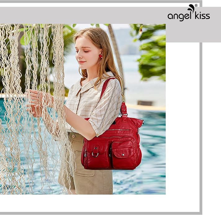 Angelkiss Purses Handbags for Women PU Tote Satchel Bags for Women Pockets Shoulder Bags… | PU - Image 2