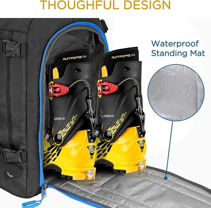 WOLT Ski Boot Bag Backpack - 50L Snowboard Boot Bag for Air Travel for Snow Boots, Ski Helmet, Gloves, Goggles, Skiing Gear - Image 5