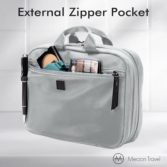 The All Week Kit, Hanging Toiletry Bag for Extended Trips with Multi Compartment Storage Large Travel Toiletry Organizer with Hook Made from Sturdy Water Resistant Nylon HNG-733-SLV - Image 6