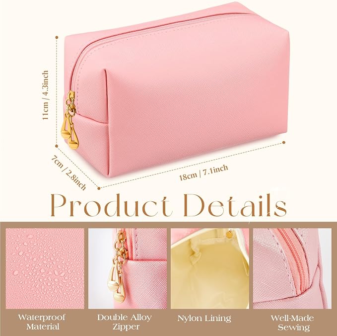 Kigeli Aesthetic Makeup Bags PU Leather Cosmetic Pouches Waterproof Plain Toiletry Bags Makeup Pouches Bulk for Women Party Gift Travel Storage Organizer(Vivid Color,7.1 x 2.8 x 4.3 in) - Image 2