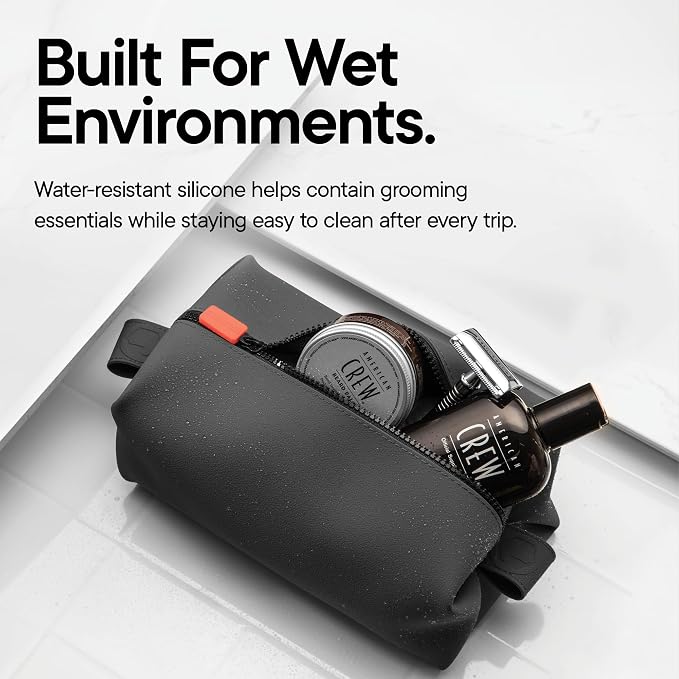 TOOLETRIES The Koby Dopp Kit, Premium Silicone Toiletry Bag for Men, Compact Leak-Resistant Travel Organizer with Heavy-Duty Zipper, Easy-to-Clean Grooming Bag – Original 10” x 6” x 6”, Charcoal - Image 3