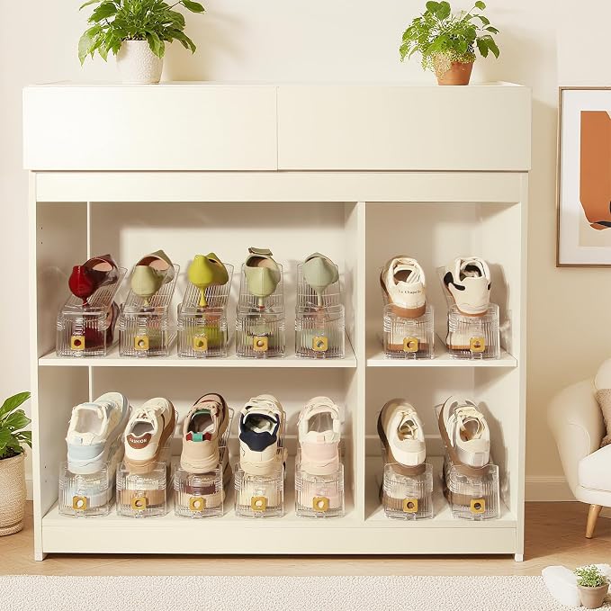 12 Pack Shoe Slots Organizer, Shoe Stackers Organizer for Closet Adjustable Shoe Holder Space Saver 50% Shoes Racks for Closet Organization - Image 7