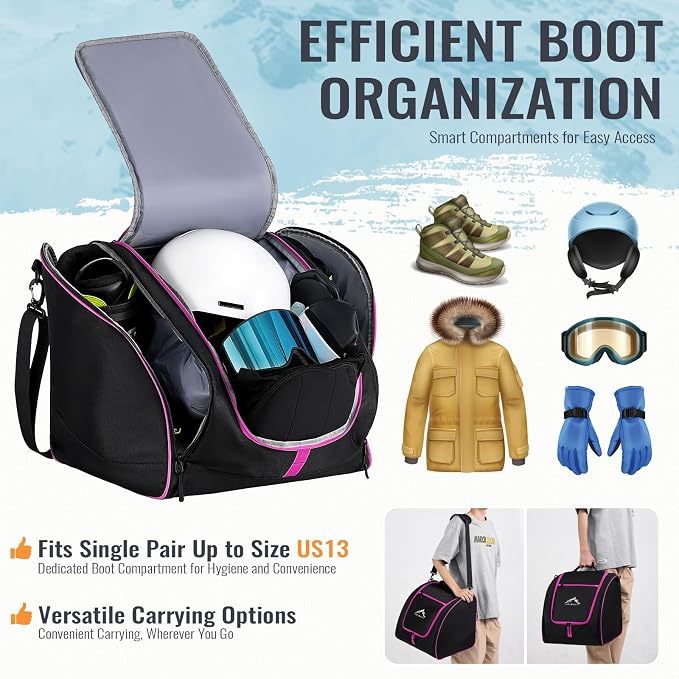 GoHimal Ski Bag & Boot Bag Combo, Padded Ski Carrier | Fits Skis Up to 200CM, Fits Boots Up to US13, Safety Reinforced, Water-Resistant, Ski Travel Bag - Image 4
