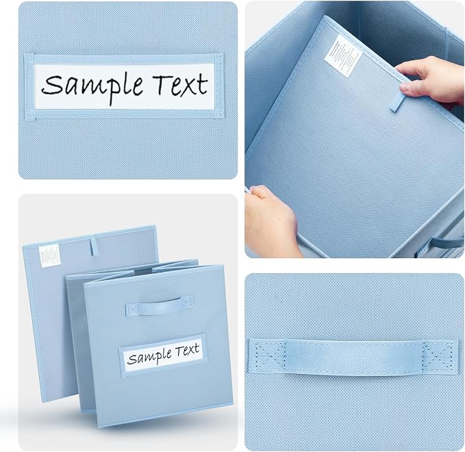 Fabric storage cubes (8 Pack) 11 Inch Cube Storage Bin, cube organizer bins with 8 Labels Window Cards & a Pen, Foldable cube organizer bins and Storage Box, Pastel Blue - Image 3