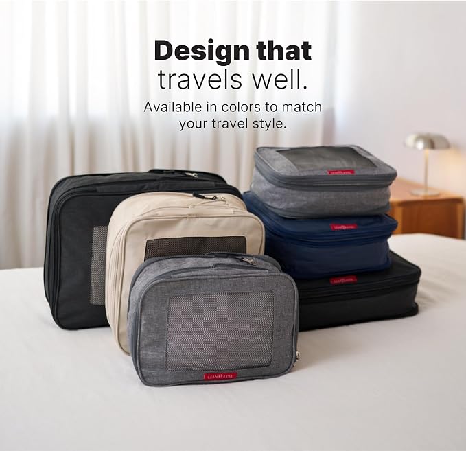 LeanTravel Premium Compression Packing Cubes for Travel - Suitcase Organizer Bags with Double Zipper & Breathable Mesh Panel - Space Saving Carry On Luggage Essentials (3-Pack, Navy Blue) - Image 8