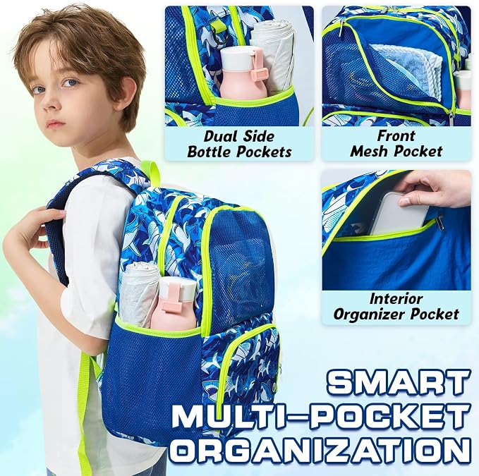 WAWSAM Kids Swim Bag for Swimmers, Beach Gym Bag with Wet Dry Shoes Compartments - Image 4