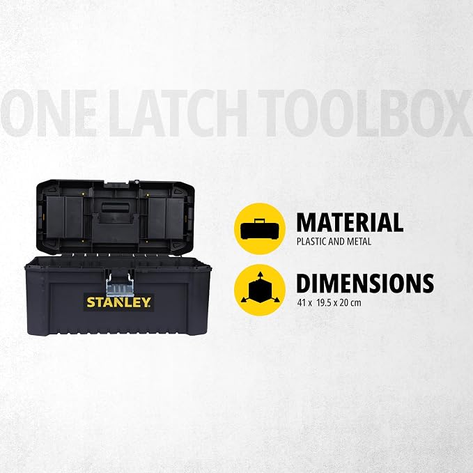 STANLEY Essential Tool Box (16in), Durable Storage Solution with Removable Tote Tray and Organisers, for Parts and Tools Storage, STST1-75518 - Image 3