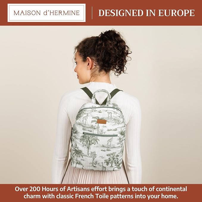 Maison d' Hermine Backpack for Women Men Cotton Shoulder Multipurpose Rucksack with Small Pouch Lightweight Multi Pocket Bag for Travel Work Beach Perfect for Spring Summer (Safari Holiday) - Image 2