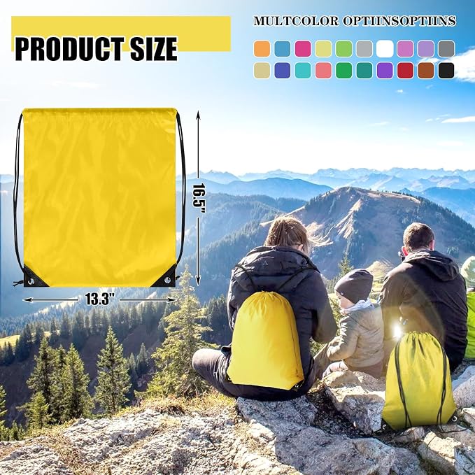 Grneric 60 Pieces Drawstring Backpack Bulk Cinch Sackpack Ployster Drawstring Bags for Gym Party Trip(Yellow) - Image 4