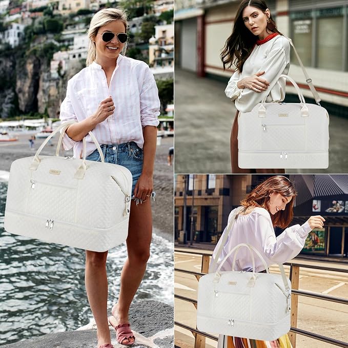 ITIEZY Weekender Overnight Bag for Women - Large Travel Duffel Bag with Shoe Compartment, Gym Duffel Bag Hospital Bag Carry On Tote Bags for Airplanes with Crossbody Bag Toiletry Bag 3Pcs Set - Image 6