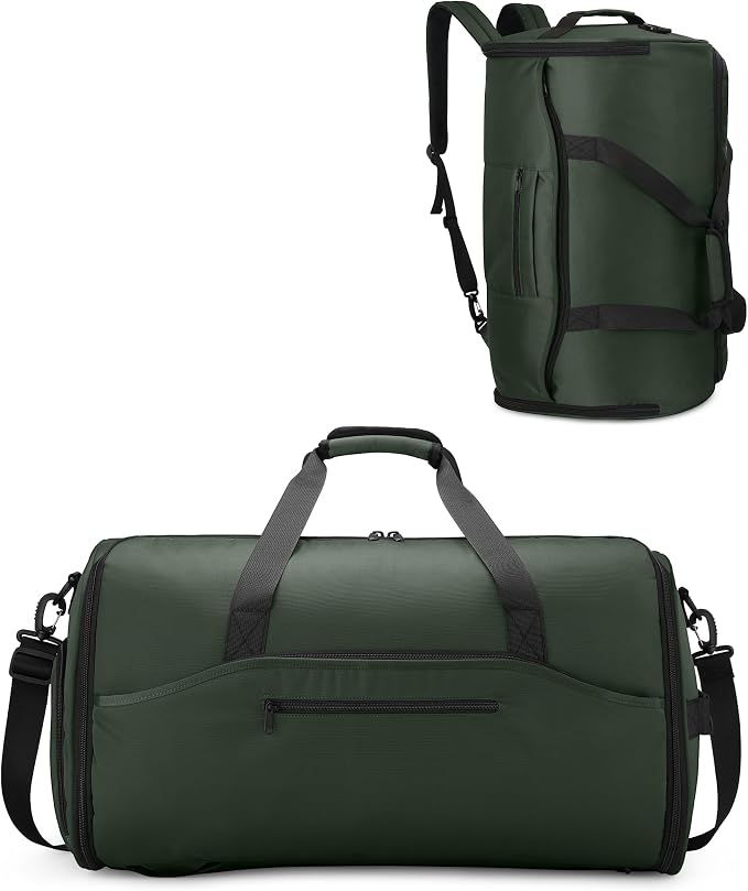 NPBAG Convertible Garment Duffle Bags for Travel - Carry on Garment Bag, Suit Bag for Men & Women, 3 in 1 Foldable Travel Duffle Backpack with Shoulder Strap (Green) by NPBAG