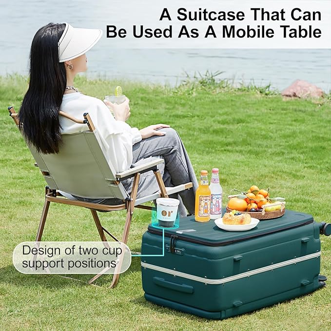 Hanke Multifunctional 26 Inch Hard Shell Suitcases with Wheels Travel Approved Luggage Large Rolling Suitcase Checked Luggage for Women Men(Blackish Green) - Image 2