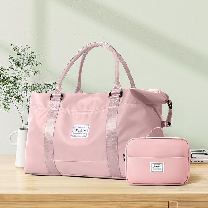 Travel Duffel Bags for Women,Weekender Overnight Bag with Wet Pocket & Toiletry Bag,Carry On Personal Item Bag,Travel Tote Gym Bag, Pink, Large - Image 8