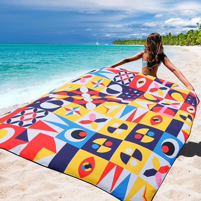 HIHOHO Beach Blanket Waterproof Sandproof Extra Large Beach Mat 79" X 83"/120"x108"for 1-8 Adults Quick Drying Durable Outdoor Picnic Mat for Beach Travel Camping Hiking - Image 5