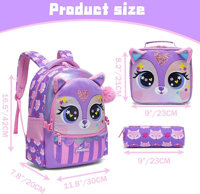 Backpacks for Girls School Bag Cute Girls Backpacks Ages 8-10 Kids Bookbag Set Travel Backpack for Preschool Kindergarten Elementary Students Backpack to School Supplies - Image 2