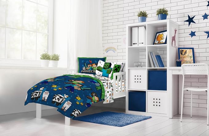 Jay Franco Minecraft Full Comforter Set - 7 Piece Bedding Includes Sheet Set & Pillow Covers - Super Soft Kids Bedding Creeper & Zombie - Image 7