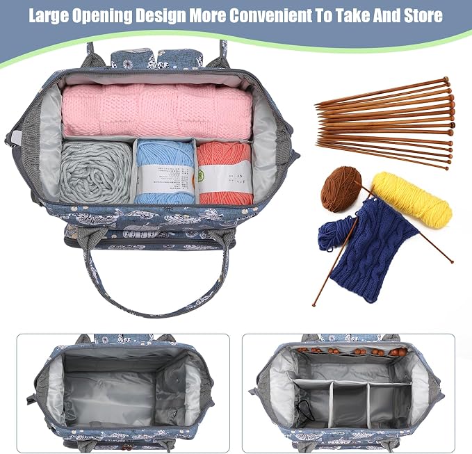 crochet bag,knitting bagBackpack and Tote Bag Storage Bag ，Large capacityYarn Storage Organizer Travel Crochet Bag Women Carrying Crochet Accessories Knitting Needles Crochet - Image 2