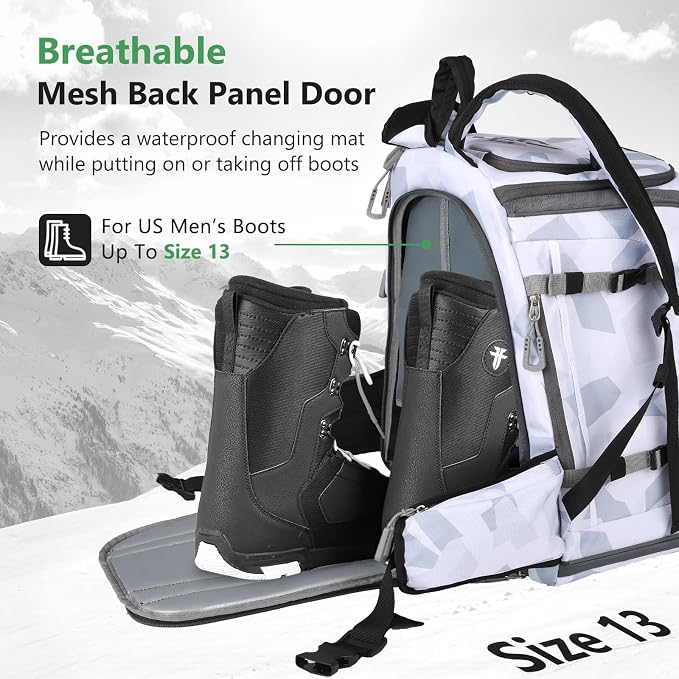 MORXPLOR Ski Boot Bag - 65L Padded, Waterproof Ski Travel Backpack for Gear & Accessories - Image 4