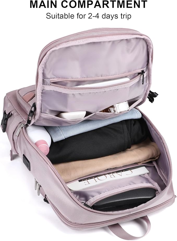 PIJUSHI Casual Travel Backpack for Women with 16" Padded Laptop Compartment | Carry On Luggage with USB Charging Port, 1680D Water-Resistant Nylon, Airline Approved, For Daily, Hiking - Image 7