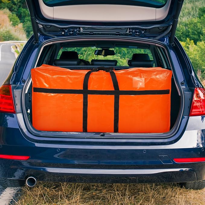 Windyun 4 Pack 98 Gallon Extra Large Moving Bags XXL Heavy Duty Storage Bag with Strong Zipper Handle Jumbo Big Tote Box Foldable for College Dorm Travel Clothes Duffle Blanket Pillow(Orange) - Image 7