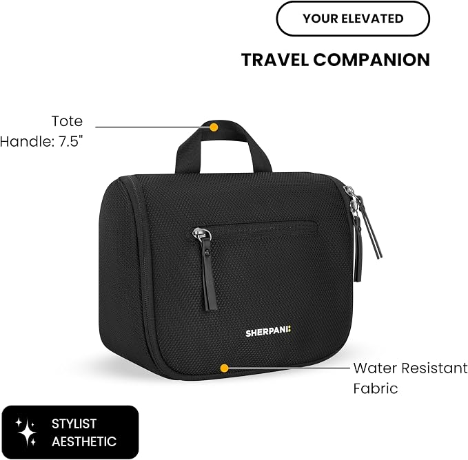 Sherpani Co-Pilot, Travel Toiletry Bag, Hanging Cosmetic Organizer, Water Resistant Makeup Bag, Shower Dopp Kit, Essentials Toiletries for Women, Travel Gift (Carbon) - Image 4