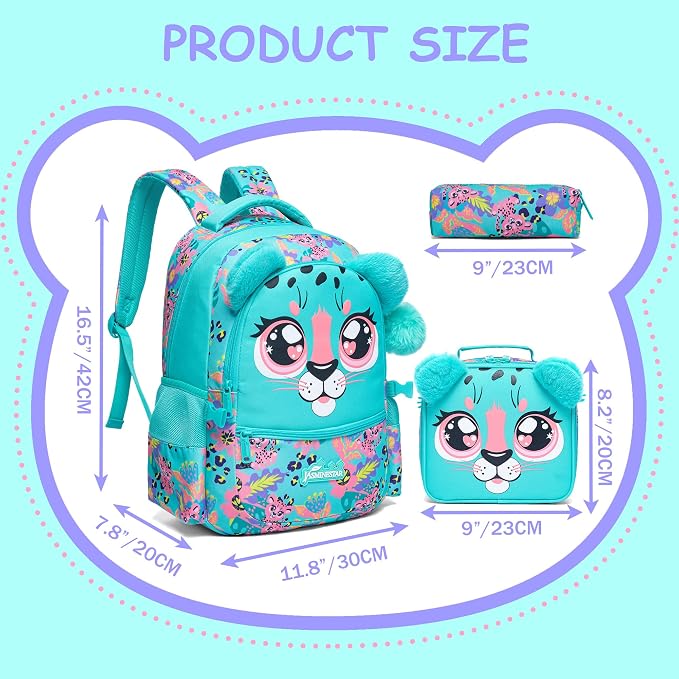 Kids Backpacks for Girls School Bag Cute Girls Backpacks Ages 8-10 with Lunch Box Pencil Case Bookbag Set Travel Backpack for Preschool Kindergarten Elementary Students - Image 2