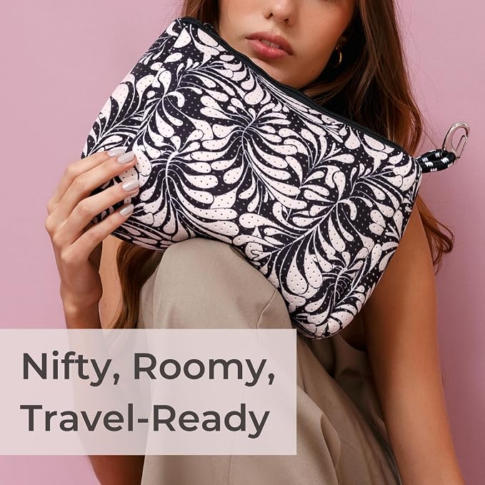 POPUPS Large Makeup Bag with Zipper - Waterproof Neoprene Cosmetic Bag 7.7 x 10.75 x 5 inches - Image 8