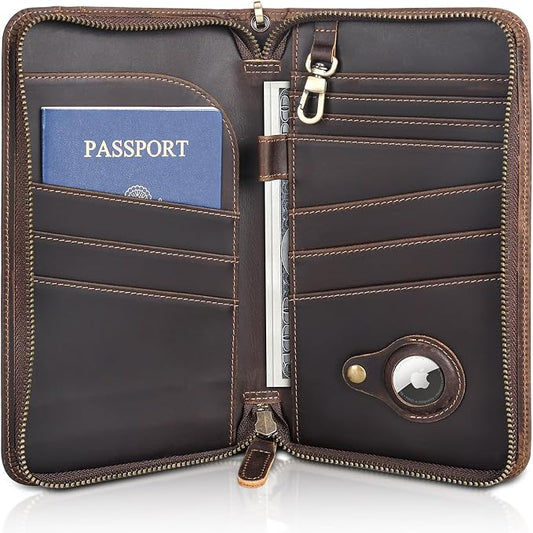 Polare Full Grain Leather Family Travel Passport Wallet and Documents Organizer RFID Blocking Case Holder Fits 6 Passports for Men and Women by polareoriginal