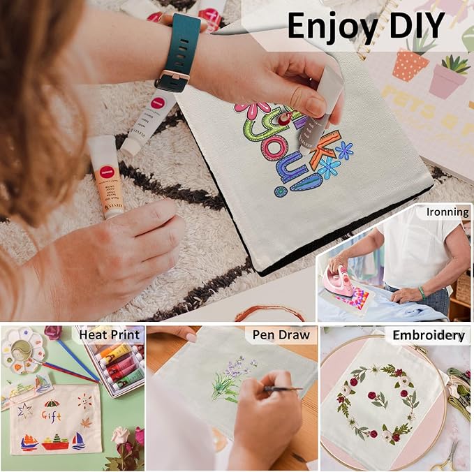 Koolmox Canvas Zipper Pouch, 40 Pack Bulk Cosmetic Bags Embroidery Bag Blank for Tie Dye, Marker, Circuit Projects, Christmas Gifts, Travel Bags for Pen Pencil Zipper Pouch. - Image 4