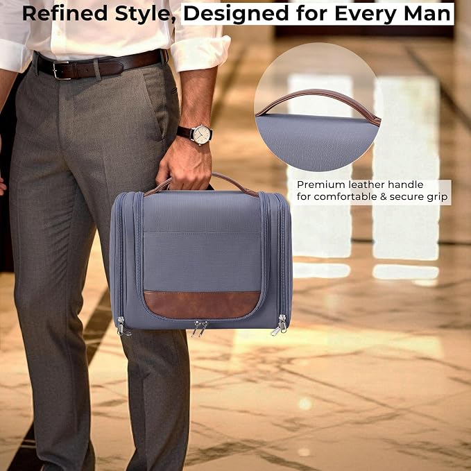 Ralnitote Large Hanging Toiletry Bag for Men, Travel Bathroom Bag with Hook, Hygiene Bag Organizer for Shower, Shaving & Grooming Essentials, Gray - Image 6