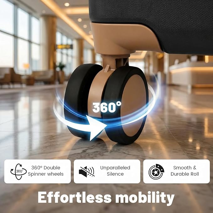 Luggage Set 3 Piece, Carry On Luggage 20 Inch 22x14x9 Airline Approved with Spinner Wheels & TSA Lock, Durable Lightweight ABS Hardside Suitcase Set for Travel (20/TB/DB Black) - Image 4