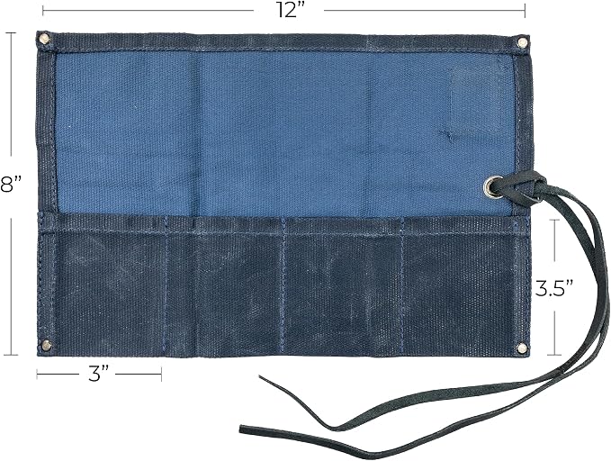 Hide & Drink, Waterproof Waxed Canvas Travel Watch Roll Organizer with 4 Slots, Easy Carry On Watchlover Storage, Handmade Travel Case, Blue Mar - Image 4