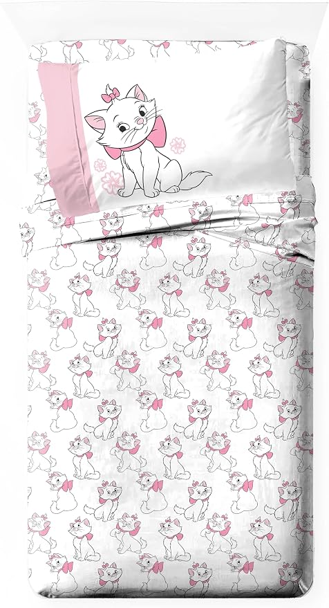 Jay Franco Kids Sheet Set with Fitted, Flat Sheets & Pillow Cover - Ultra-Soft Bedding with Pillowcase for Room Decor, White - Aristocats, 3 Piece Twin by JayFranco