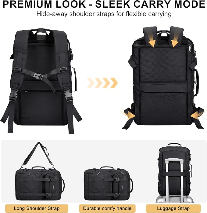 PIJUSHI Travel Backpack for Women, 3-In-1 Convertible Bag with Multi-Pocket | Carry On Luggage Duffle with 16" Laptop Compartment, Anti-Theft Back Pocket, USB Port for Daily, Airport - Image 3