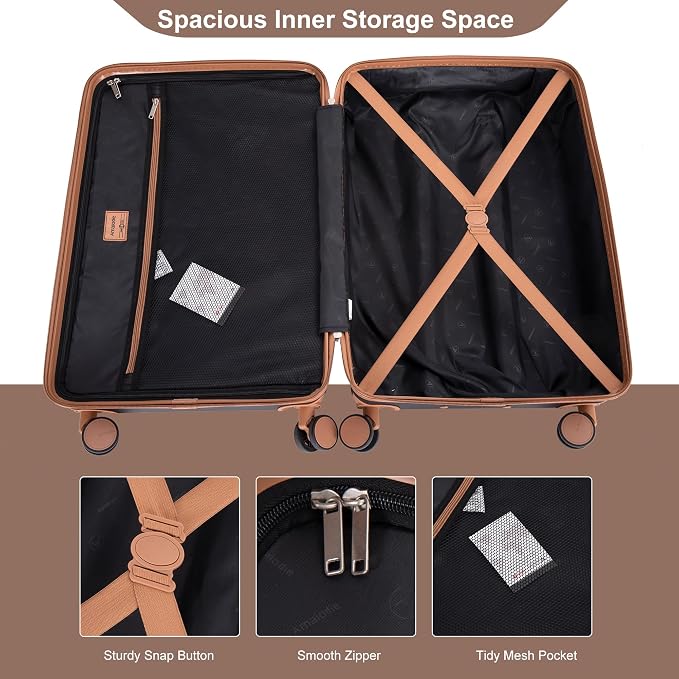 Amalodie Luggage Sets 5 Piece Suitcases with Double Spinner Wheel,Suitcase Set ABS Hard Case Luggage with TSA Lock and Durable Waterproof Travel Luggage - Image 4