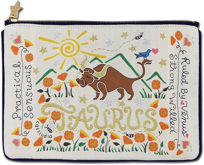 Catstudio Astrology Zipper Pouch, 5x7 Travel Toiletry Bag, Makeup Bag, Dog Treat Pouch, or Travel Purse by catstudio