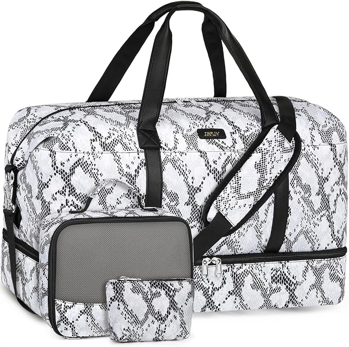 IBFUN Weekender Bags for Women, Travel Duffle Bag with Shoe Compartment Carry on Weekender Overnight Duffel for Weekend Travel Business Trip 3PCS by IBFUN