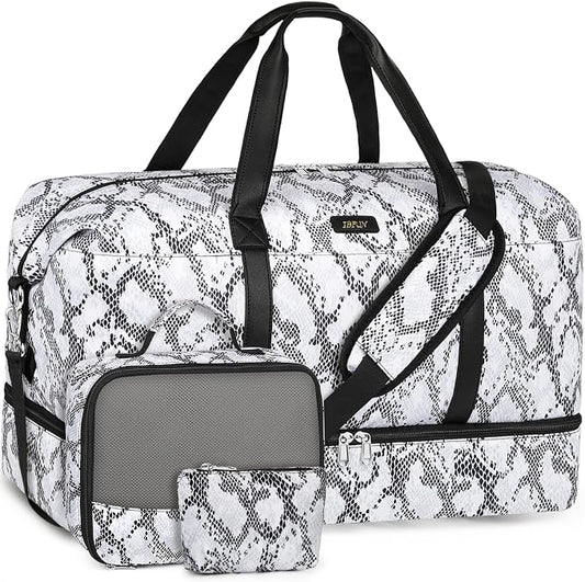 IBFUN Weekender Bags for Women, Travel Duffle Bag with Shoe Compartment Carry on Weekender Overnight Duffel for Weekend Travel Business Trip 3PCS by IBFUN