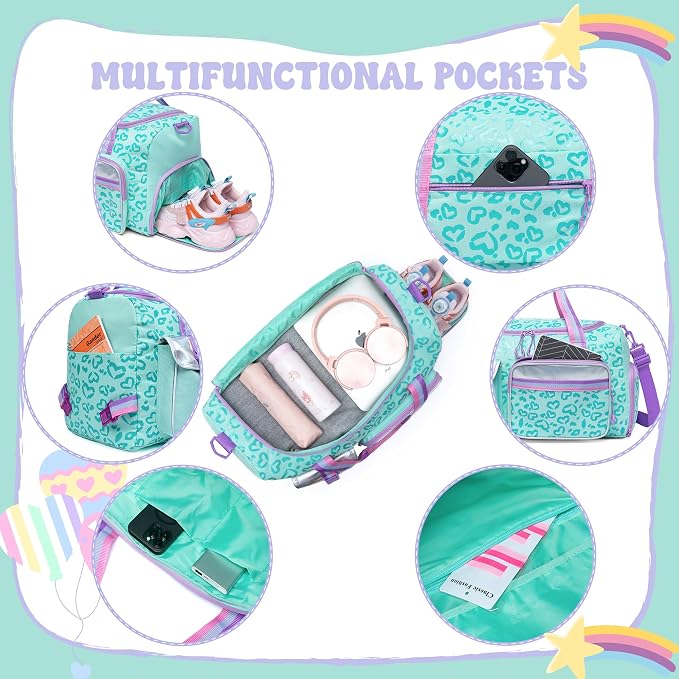 Kids Rolling Duffle Bag with Wheels for Girls - Travel Overnight Bag with Makeup and Toiletry Bag - Dance Bag for Women - Image 5