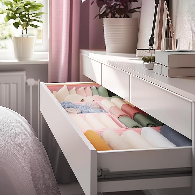 Criusia Drawer Organizer Clothes, 21 Pack Dresser Organizer for Baby Clothes, Underwear, Sock - Foldable Closet Organization and Storage Dividers Bins for Nursery, Bedroom (Pink) - Image 9