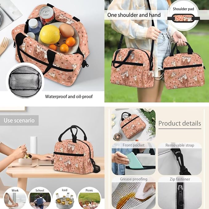 POLERO Cute Kids Backpack for Girls Cartoon Sea Otter Print School Bag Set 4Pcs Preschool Bookbags with Lunch Box - Image 5