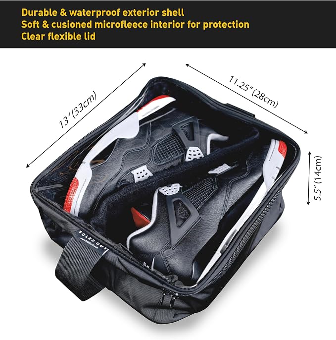 SoleGuardian XXL Sneaker Travel Case – U.S. Brand – Clear Waterproof Lid, Adjustable Dividers – Soft Bag Organizer for up to 4 Pairs of Casual, Athletic, Golf & Sports Shoes, Gift for Men & Women (3) - Image 8