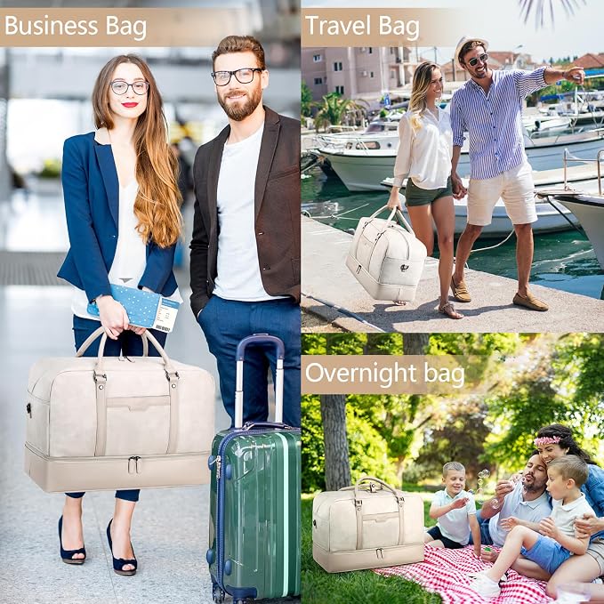 Wogarl Weekender Bag for Women Men Large Overnight Bag Travel Duffel Bag with Shoe Compartment Toiletry Satchel Bag Carry On Bag Fit 21" Laptop - Image 7