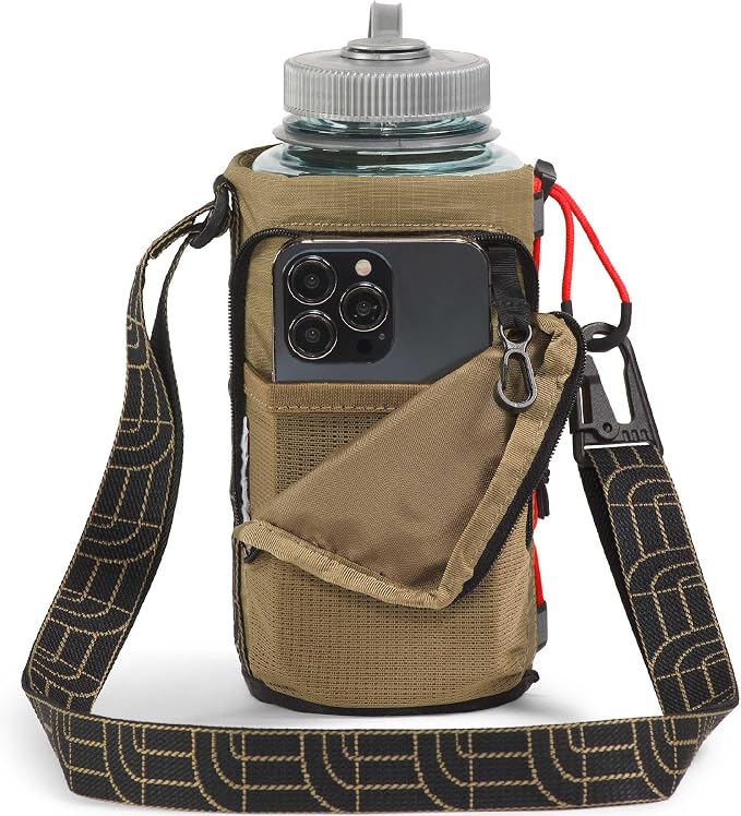 The North Face Borealis Water Bottle Holder - Adjustable Strap, Water-Repellent Finish, External Pocket with Key Hook, Cedar/Lava Red, One Size | Adjustable Strap, Water-Repellent Finish, External Pocket - Image 2